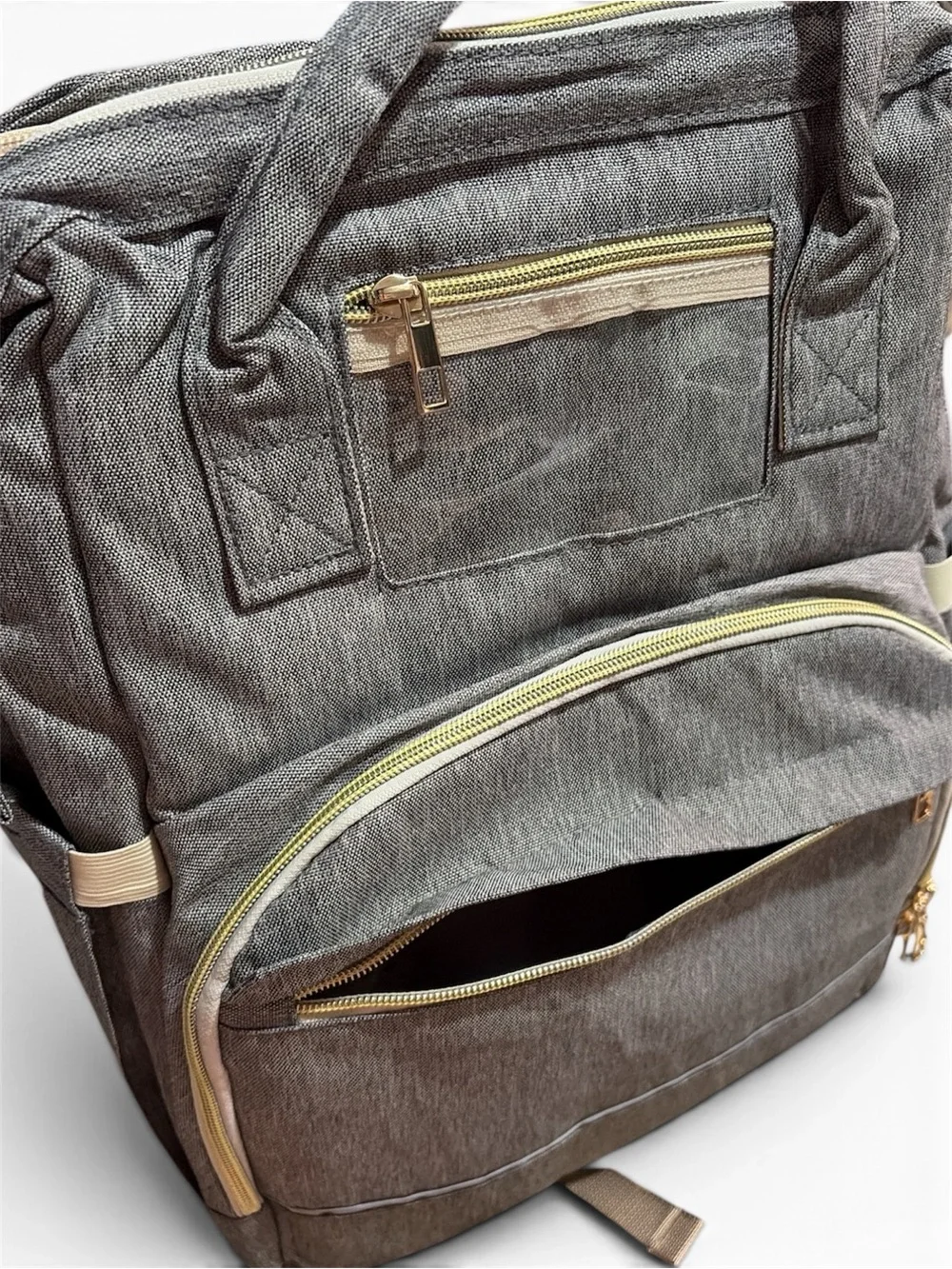 Gray Diaper Bag with built in bassinet/playpen